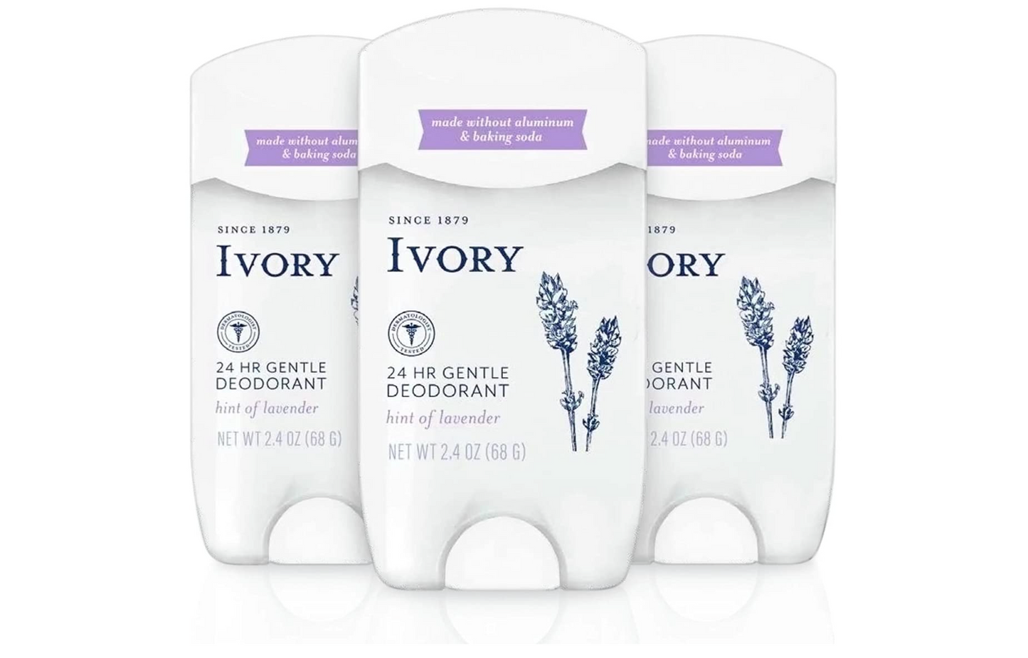 Ivory Deodorant, Hint of Lavender, 2.4 Ounce (Pack of 3)