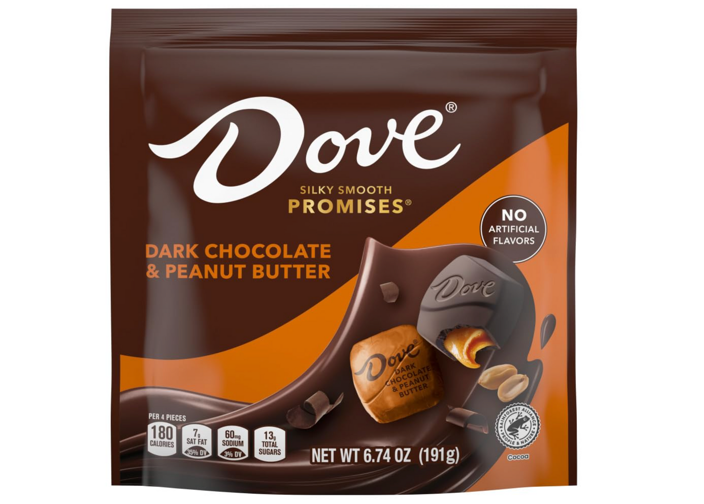DOVE Dark Chocolate & Peanut Butter Valentine's Day Candy, 6.74 Oz Bag