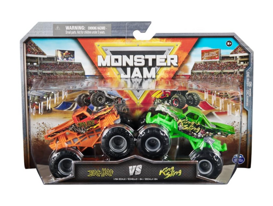 Monster Jam 2024 Series 30 1:64 Diecast Monster Truck 2-Pack, Bog Hog vs King Sling