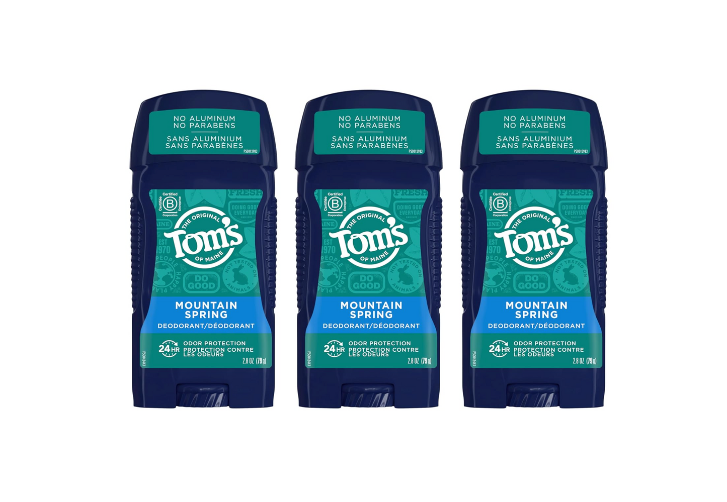 Tom's of Maine Long-Lasting Aluminum-Free Natural Deodorant for Men, Mountain Spring, 2.8 oz. 3-Pack