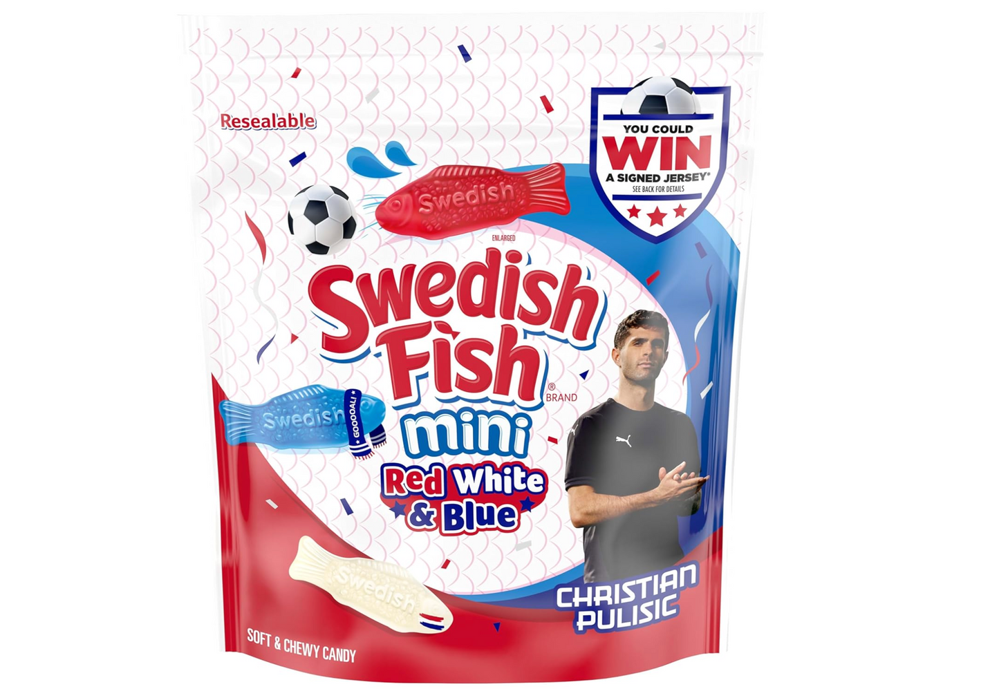 SWEDISH FISH Mini Red, White & Blue Soft & Chewy Gummy Candy, Bulk Candy, 1.8 lb