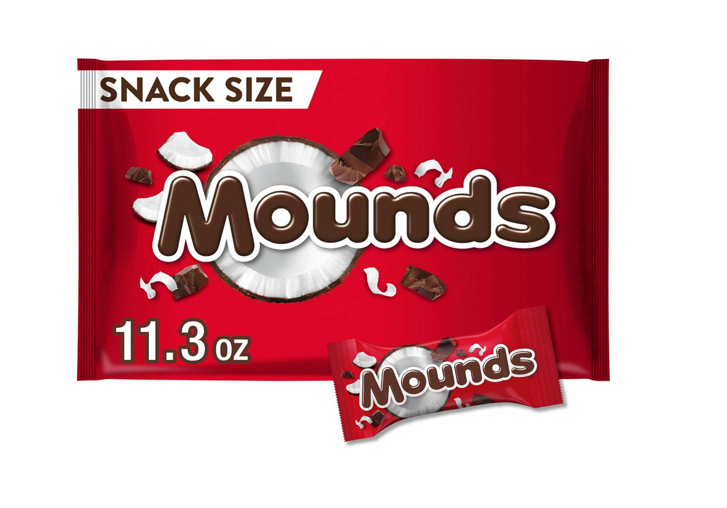 MOUNDS Dark Chocolate and Coconut Snack Size, Candy Bag, 11.3 oz