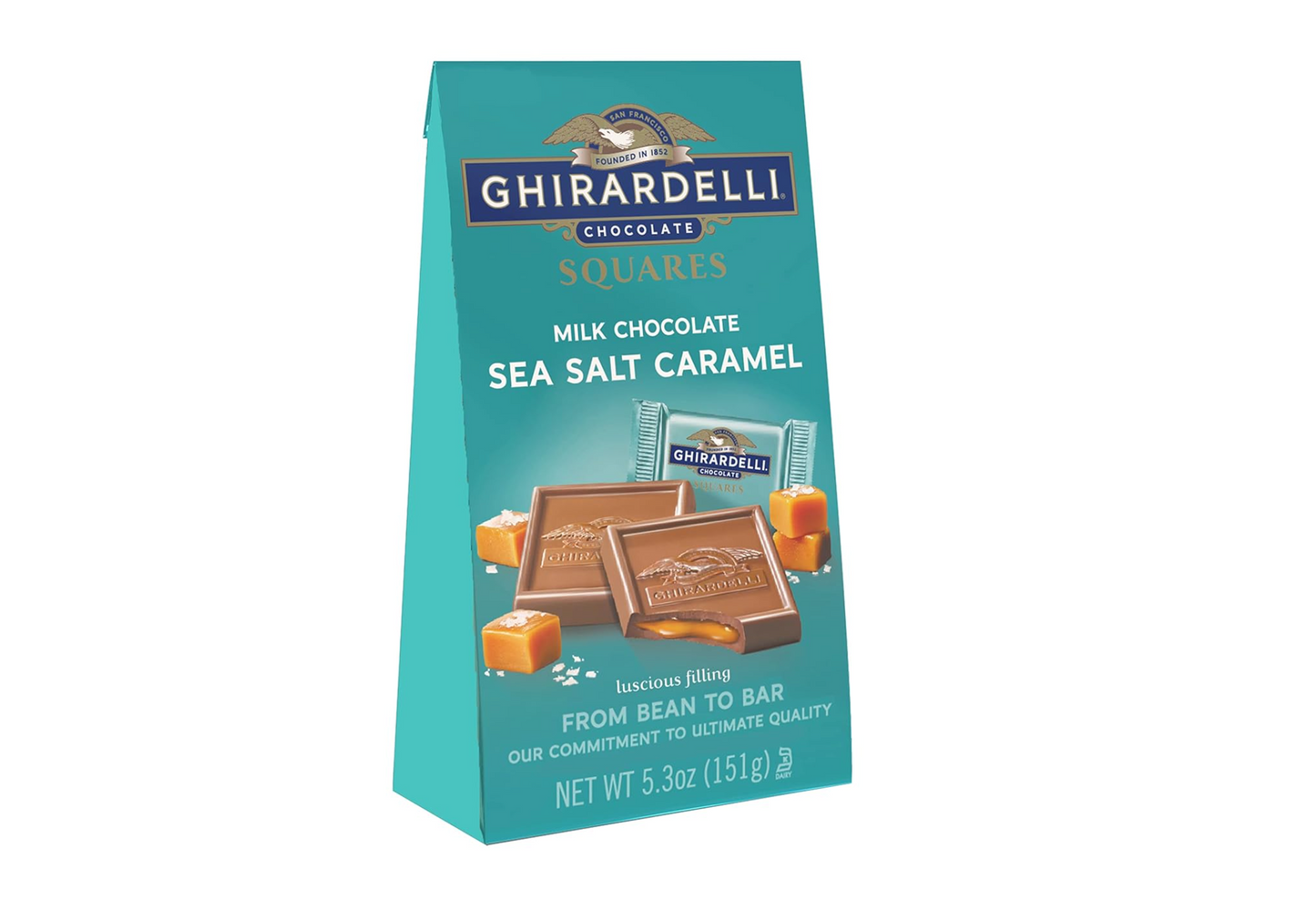 Ghirardelli, Chocolate Squares Milk & Caramel Sea Salt, 5.3 Ounce