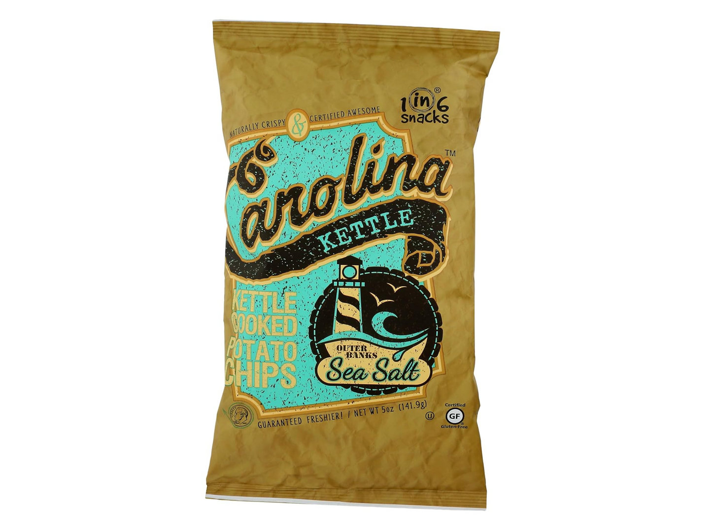 Carolina Kettle Kettle Cooked Potato Chips, Outer Banks Sea Salt, 5 Oz
