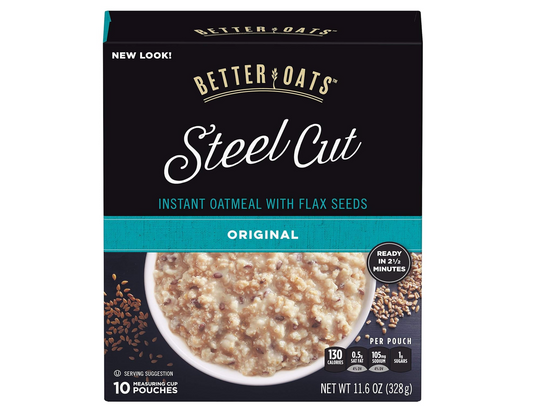 Better Oats, Steel Cut Classic Instant Oatmeal With Flax